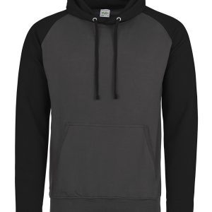 ALL WE DO is Adult Midweight Contrast Baseball Hooded Sweatshirt