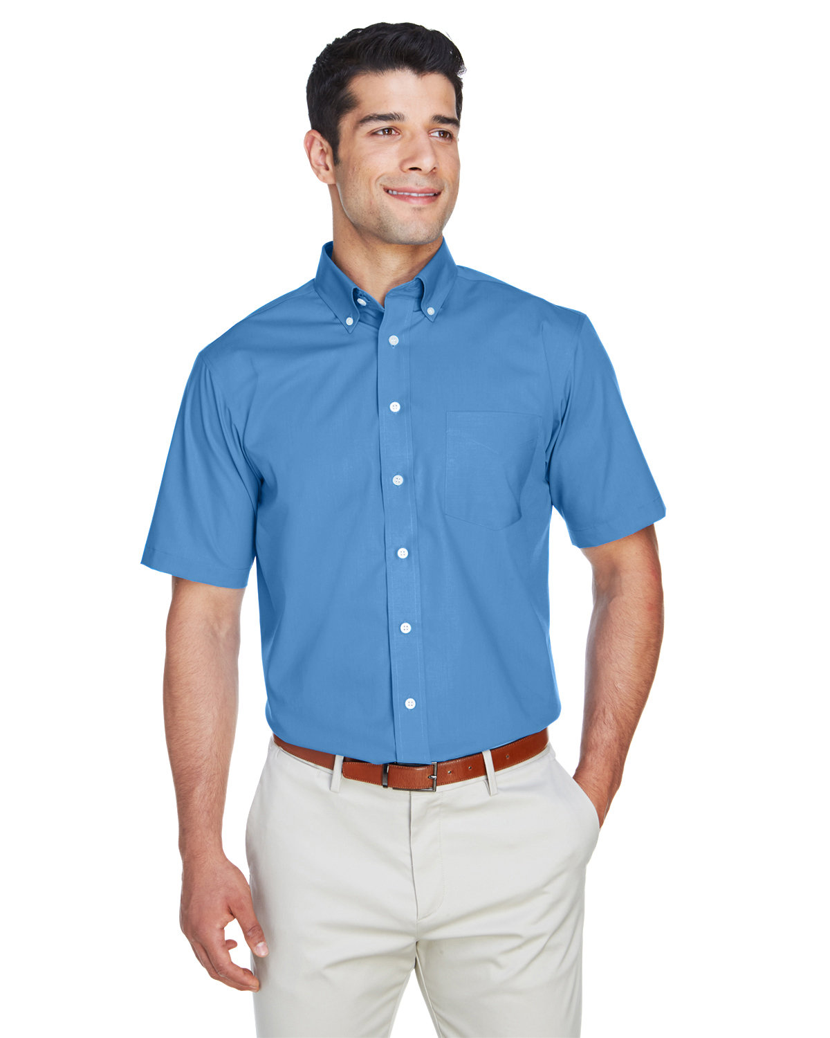 Devon and Jones Men's Crown Woven Collection™ Solid?Broadcloth Short-Sleeve Shirt