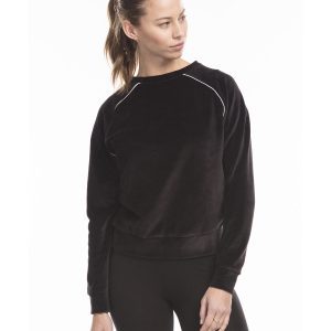 US BLANKS Ladies' Velour Long Sleeve Crop T-Shirt