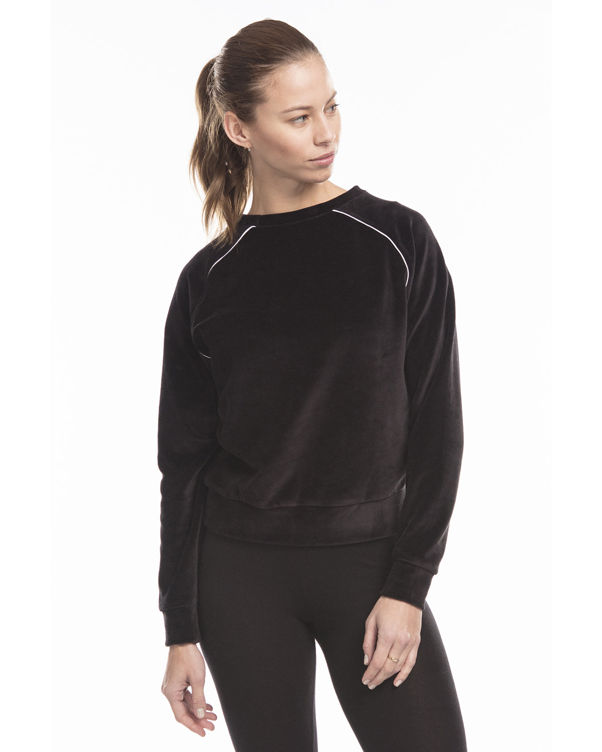 US BLANKS Ladies' Velour Long Sleeve Crop T-Shirt