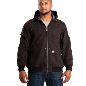 Berne Apparel Men's Heartland Duck Flannel-Lined Hooded Jacket