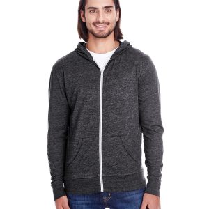 THREADFAST Unisex Triblend Full-Zip Light Hoodie