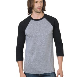 BAYSIDE Unisex Three-Quarter Sleeve Raglan T-Shirt