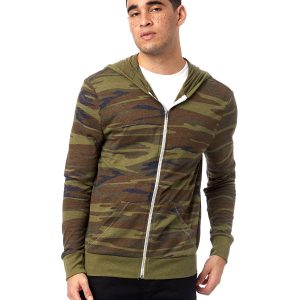Alternative Men's Triblend Long-Sleeve Printed Full Zip Hoodie