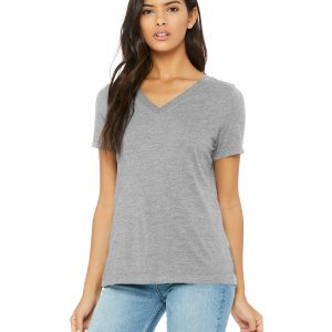 BELLA+CANVAS Ladies' Relaxed Heather CVC Jersey V-Neck T-Shirt