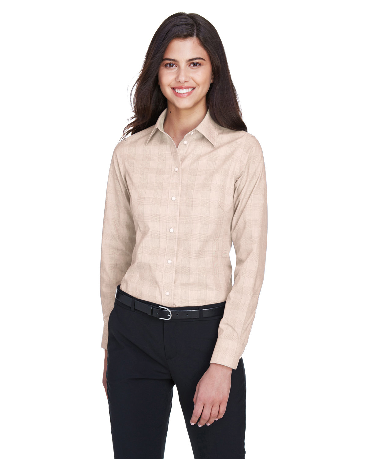 Devon and Jones Ladies' Crown Collection® Glen Plaid Woven Shirt