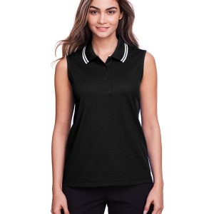 Devon and Jones CrownLux Performance??Ladies' Plaited Tipped Sleeveless Polo