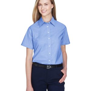 Harriton Ladies' Short-Sleeve Oxford with Stain-Release