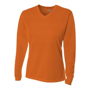 A-4 Ladies' Birds-Eye Mesh Long Sleeve V-Neck T-Shirt