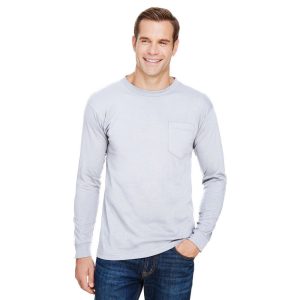 BAYSIDE Unisex Union-Made Long-Sleeve Pocket Crew T-Shirt