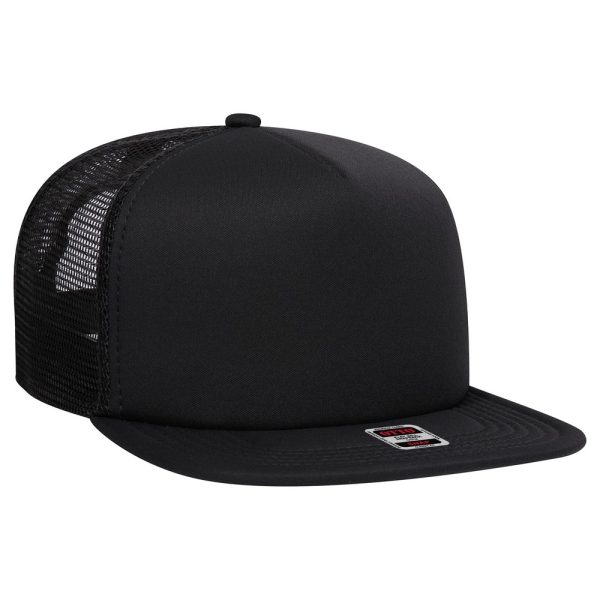 OTTO SNAP Polyester Foam Front Square Flat Visor 5 Panel Pro Style Mesh Back Trucker Snapback Hat