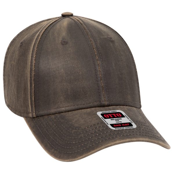 OTTO Garment Washed PU Coated Cotton Canvas 6 Panel Low Profile Dad Hat