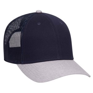 OTTO Heather Blend Twill 6 Panel Low Profile Mesh Back Trucker Hat
