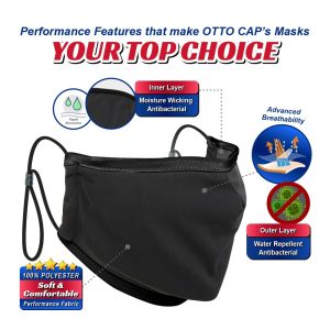 OTTO CAP Contoured Binding Edge Face Mask w/Adjustable Straps & Nose Strip