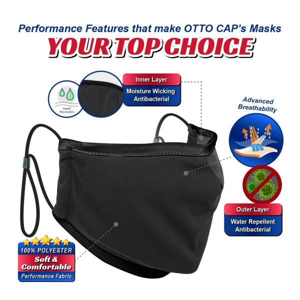 OTTO CAP Contoured Binding Edge Face Mask w/Adjustable Straps & Nose Strip