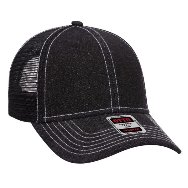 OTTO Denim 6 Panel Low Profile Mesh Back Trucker Hat
