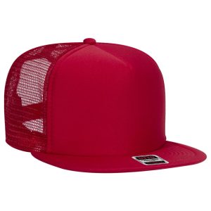 OTTO SNAP Polyester Foam Front Round Flat Visor 5 Panel High Crown Mesh Back Snapback Hat