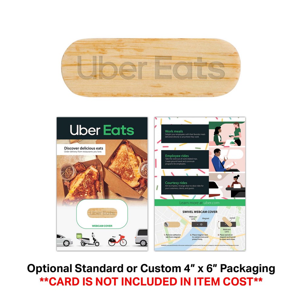 Bamboo Brown Webcam Cover with Custom Backer Card