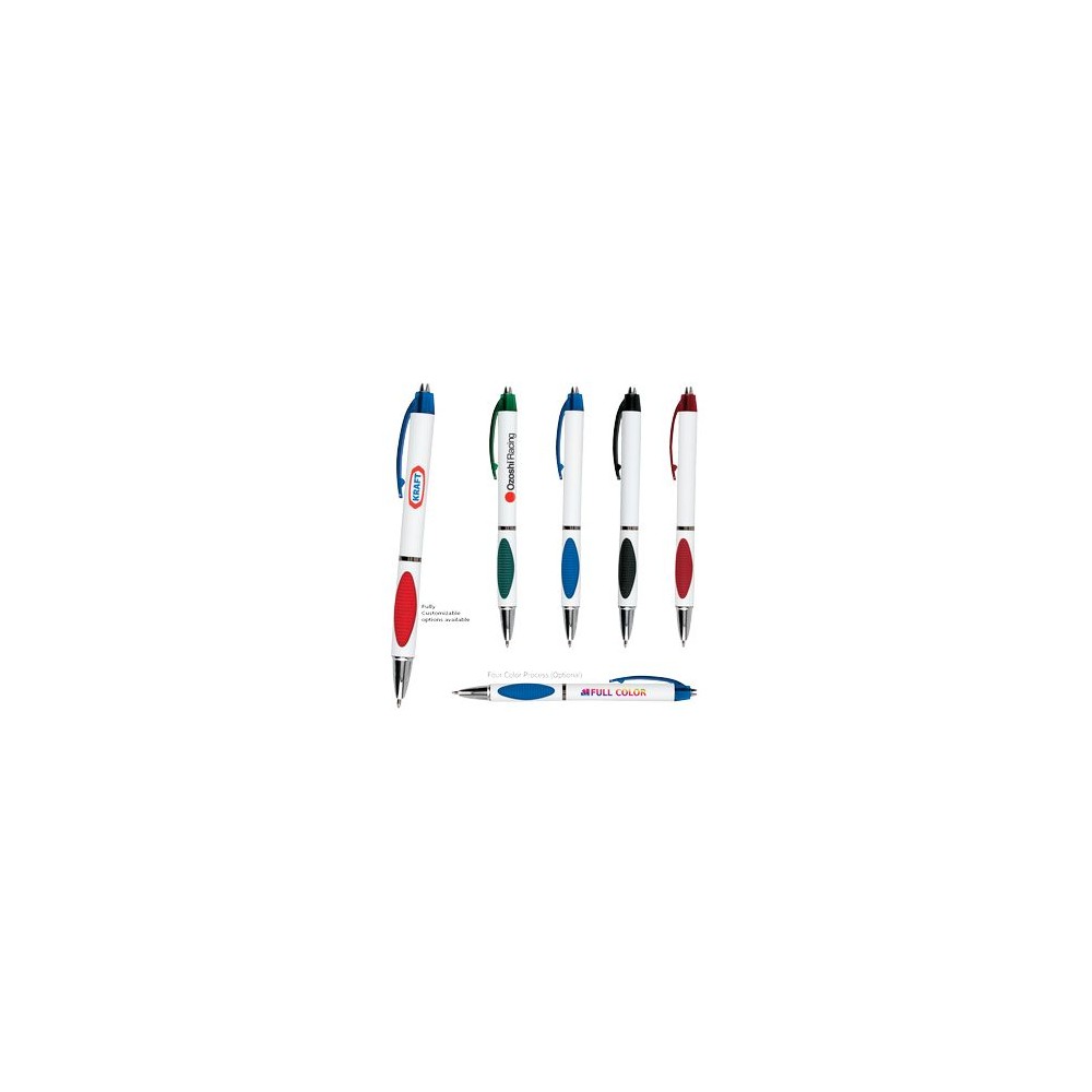 Elliptic White Translucent Gripper Pen