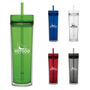 16 oz Tube Tumbler with Straw