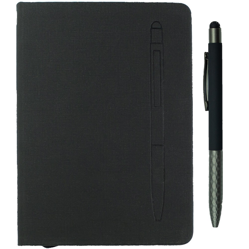 7.5" X 6-5/8" Notebook W/ Soft Touch Aluminum Pen