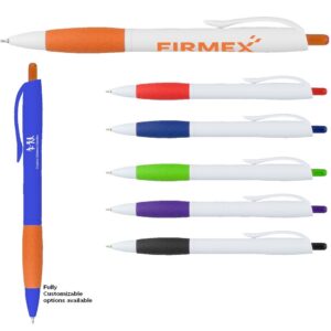 Super Glide Pen White Pen with Colored Gripper