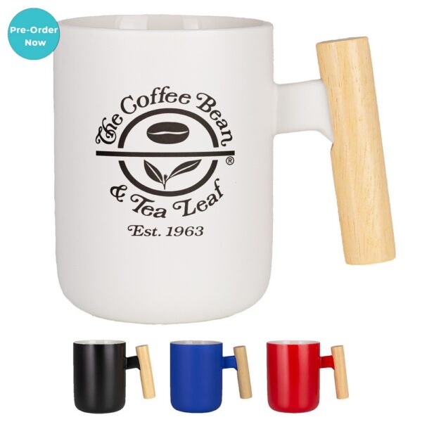 Tokyo 12 Oz Ceramic Mug W/ Wooden Handle