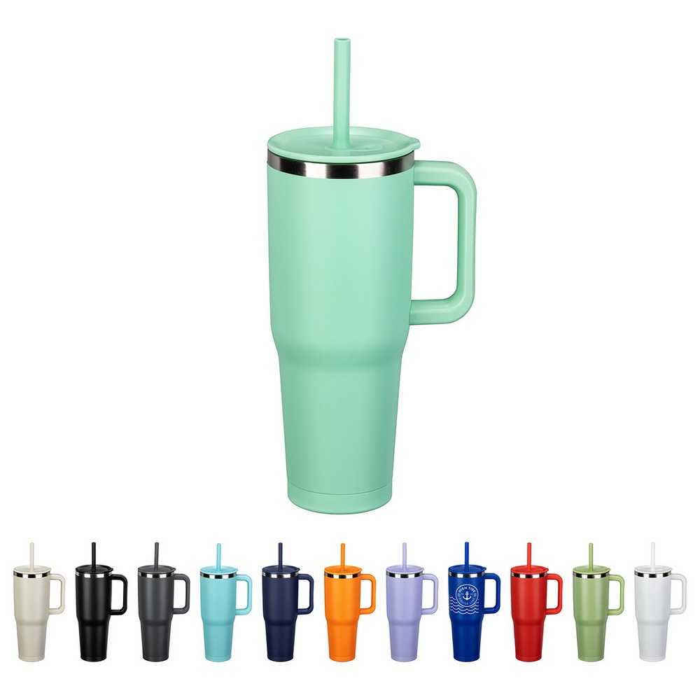 SENSO® Summit 40 oz Insulated Stainless Steel Travel Mug with Press-In Straw Lid