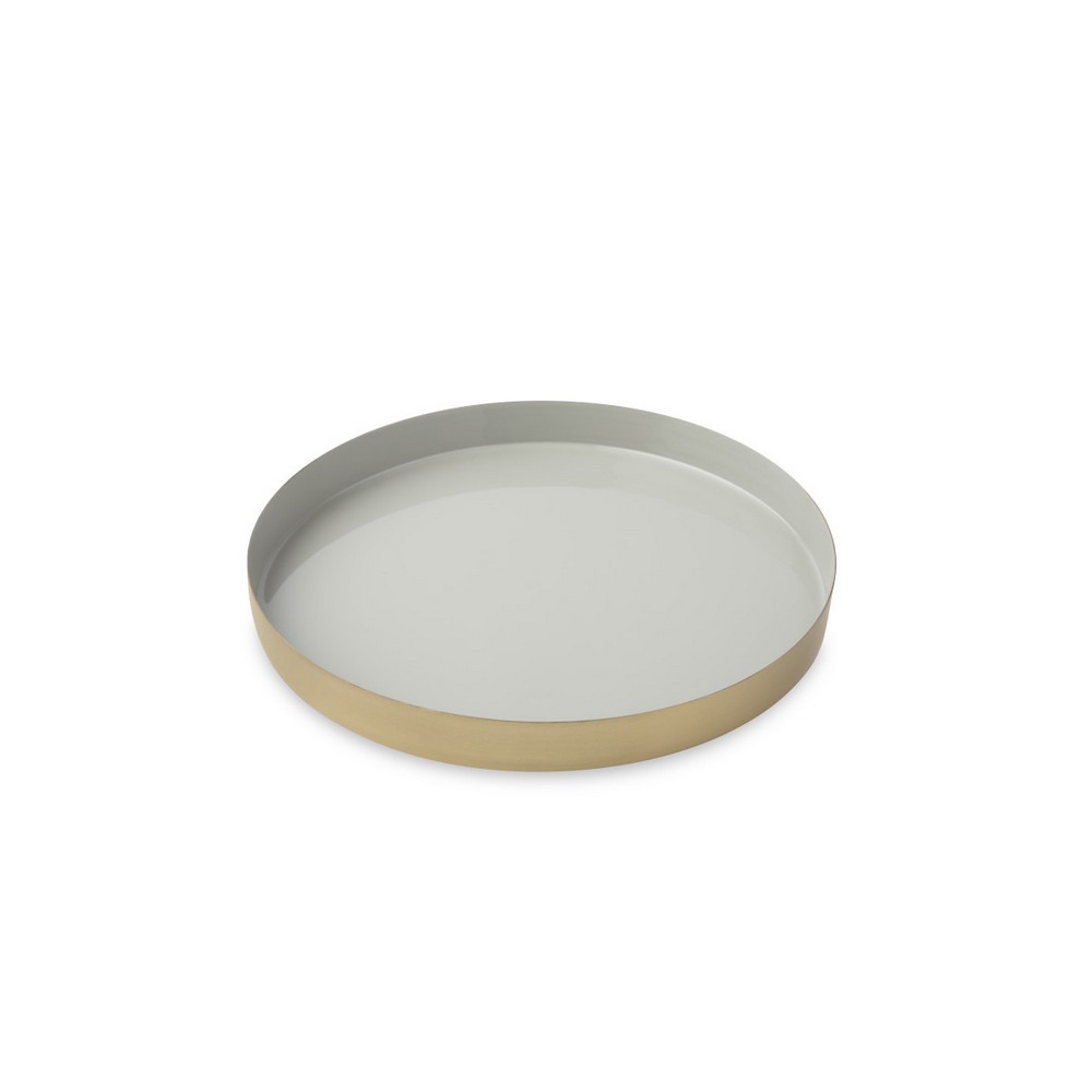 Be Home® Luxe Round Enamel Tray - Moonbeam-Matte Gold