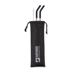 Aviana™ Poppy 2-Pack Stainless Straw Set - Black