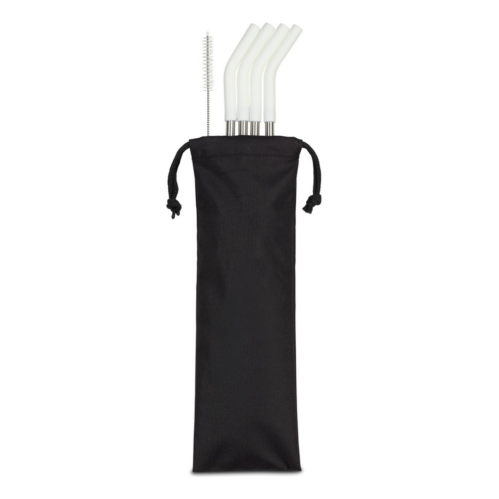 Aviana™ Poppy 4-Pack Stainless Straw Set - White