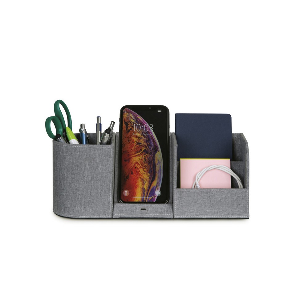 Truman Wireless Charging Desk Organizer - Medium Grey Heather