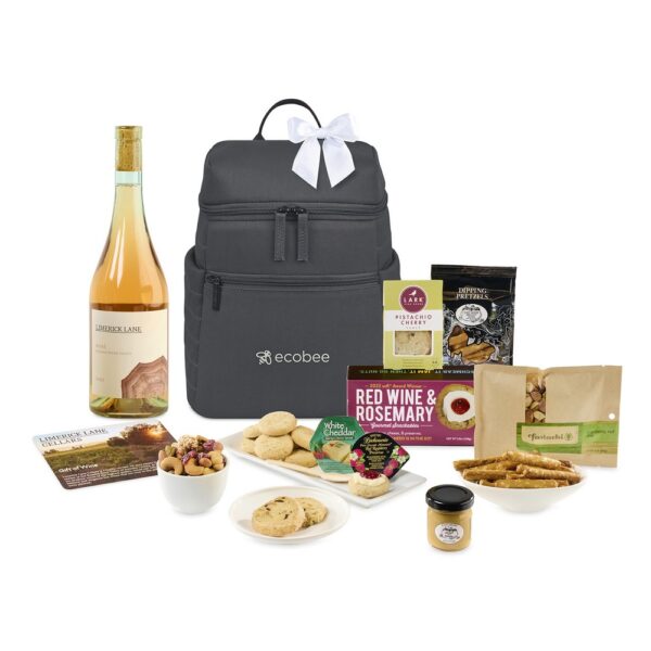 Limerick Lane Cellars Wine & Gourmet Backpack Cooler Gift Set - Black Sand