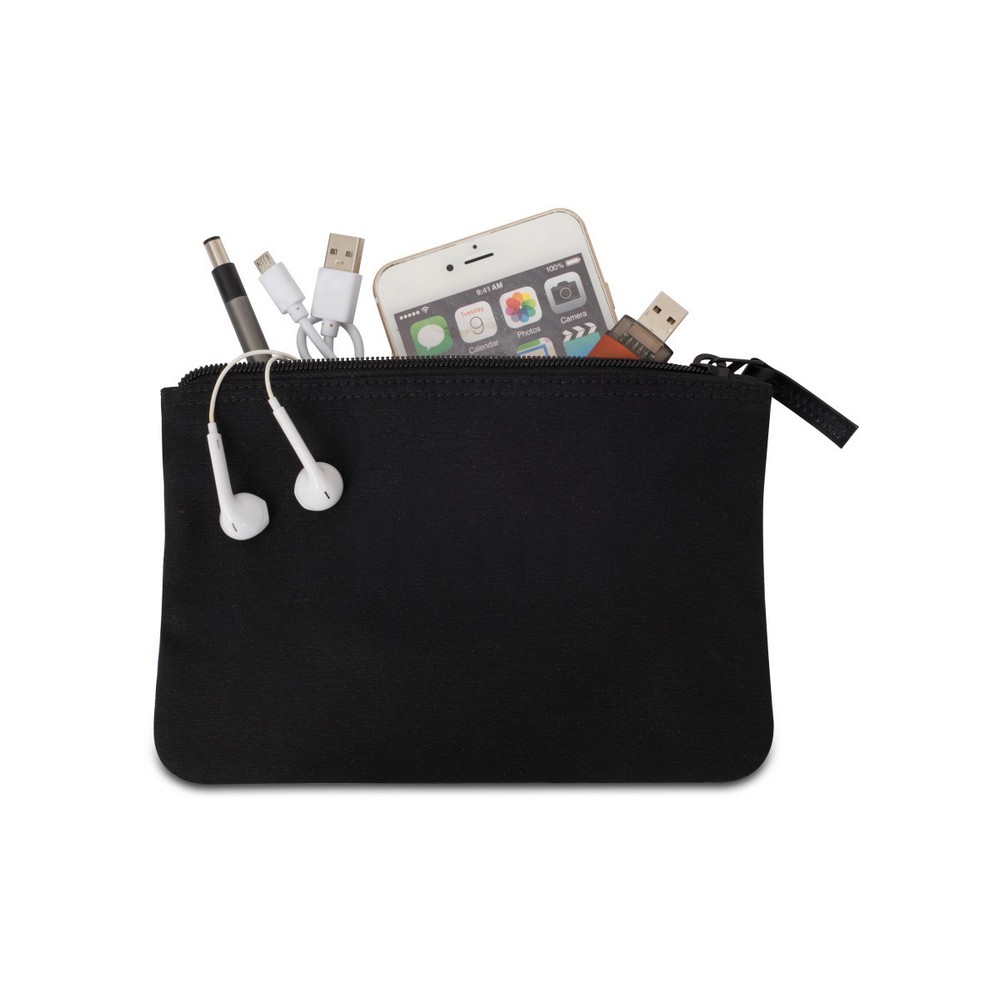 Avery Cotton Zippered Pouch - Black