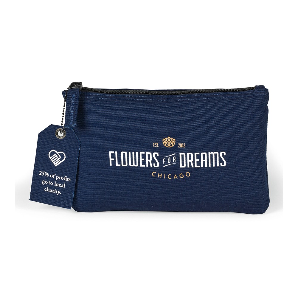 Avery Cotton Zippered Pouch - Navy Blue