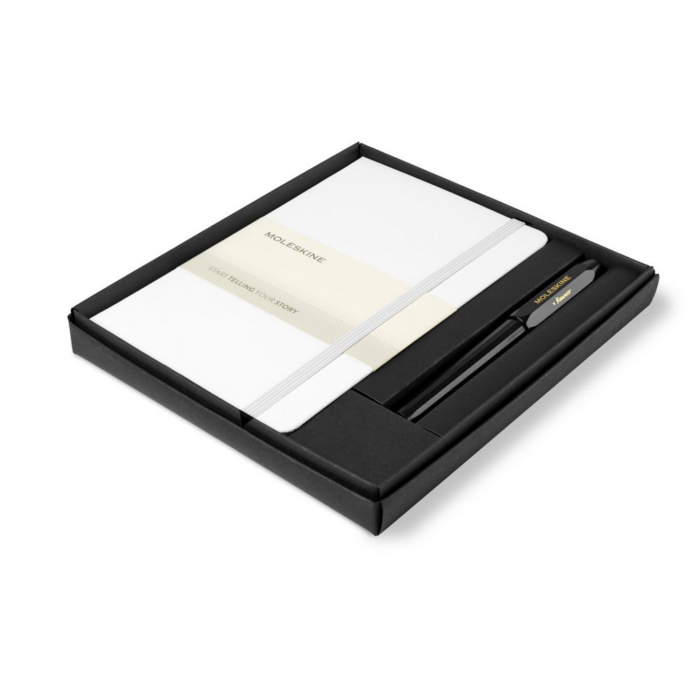 Moleskine® Medium Notebook and Kaweco Pen Gift Set - White