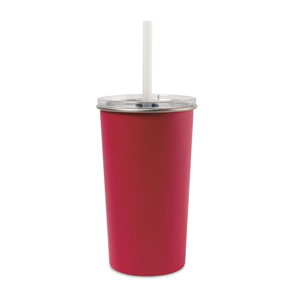 Arlo Classics Stainless Steel Tumbler with Straw - 20 Oz. - Red