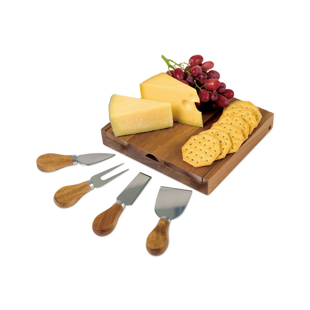 La Cuisine Cheese Board with Serving Set - Wood