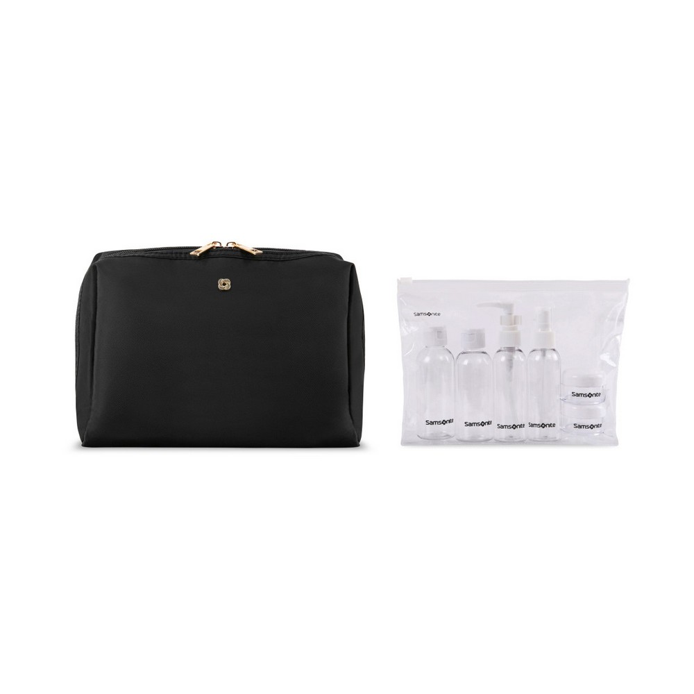 Samsonite Mobile Solution Everyday Toiletry Bag and 6 Piece Travel Bottle - Black