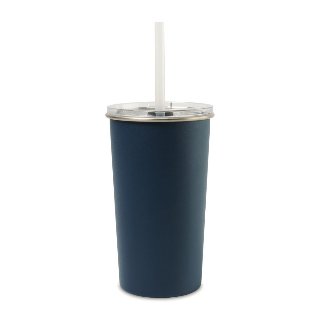 Arlo Classics Stainless Steel Tumbler with Straw - 20 Oz. - Matte Navy