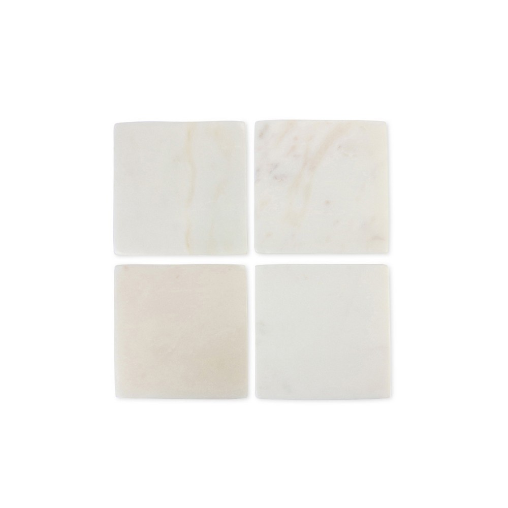 Be Home® White Marble Square Coasters Set - Marble