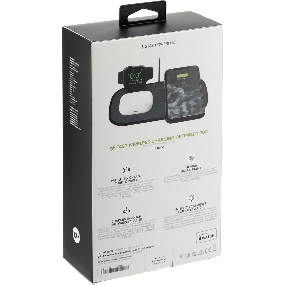 mophieÃÆ'‚® 3-in-1 Fabric Wireless Charging Pad