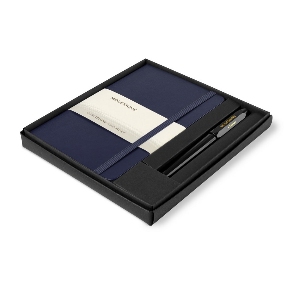 Moleskine® Medium Notebook and Kaweco Pen Gift Set - Navy Blue