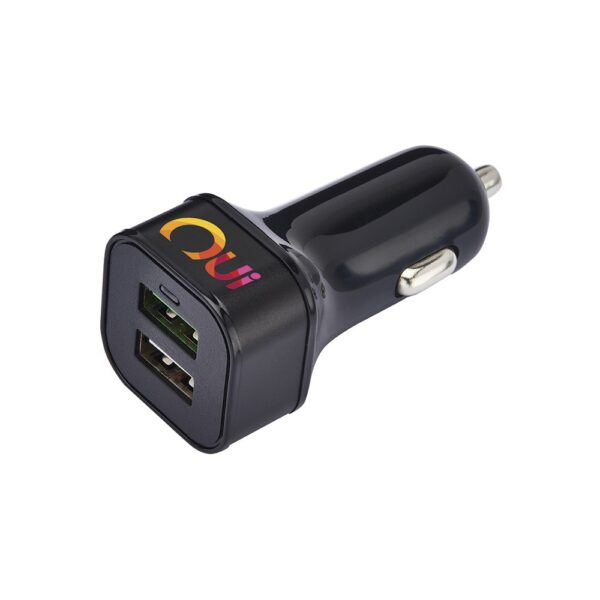Square Head Dual USB Car Charger with QC 3.0