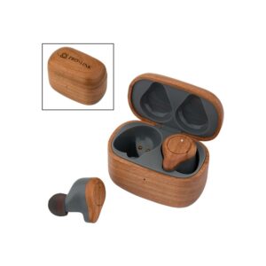 Cherry Wood TWS Wireless Earbuds and Charger Case