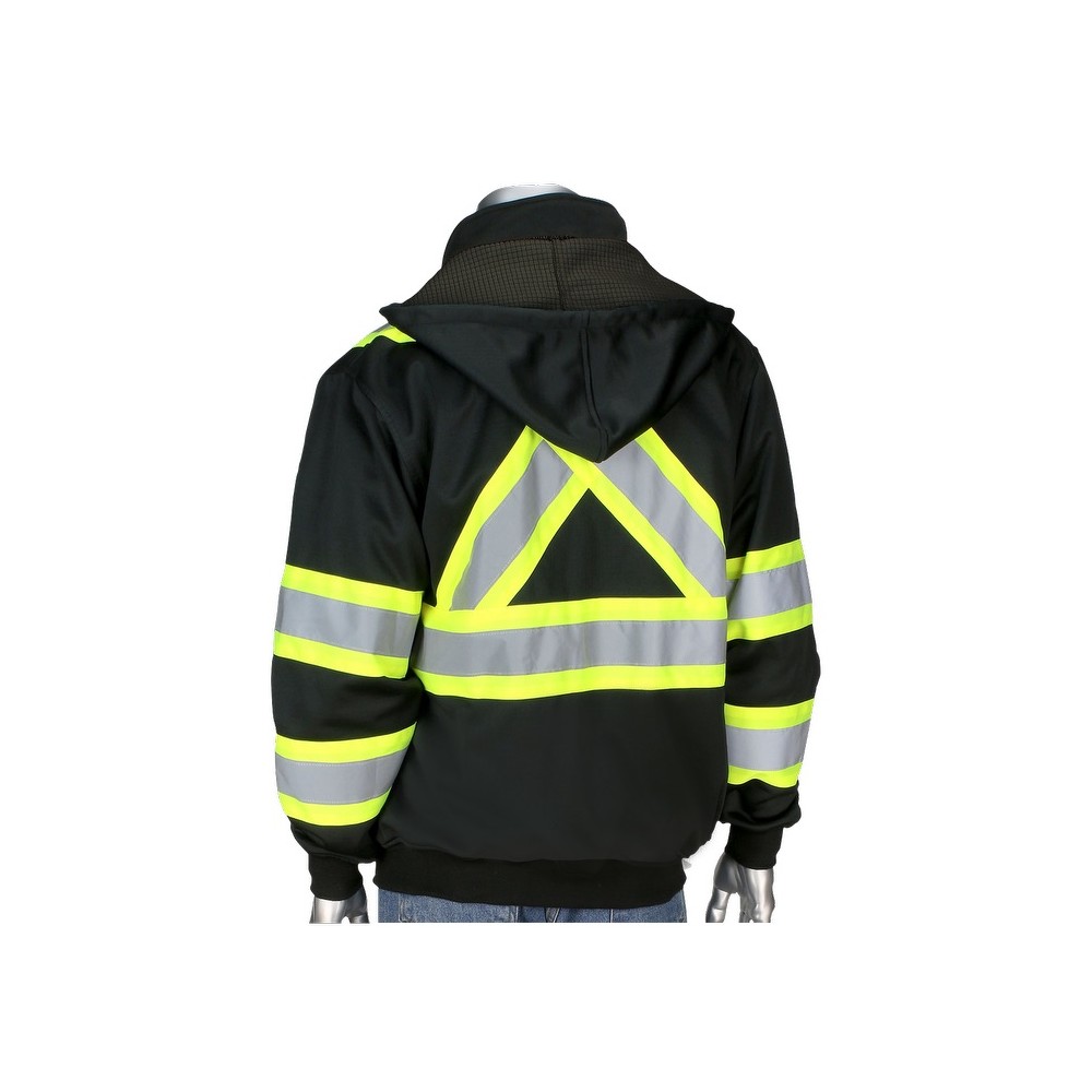 Two-Tone X-Back Full Zip Fleece Black Sweatshirt