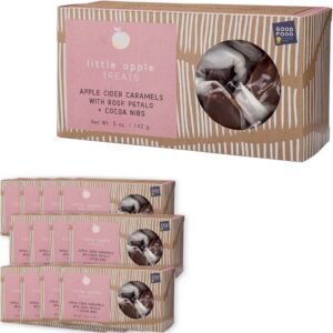 Little Apple Treats Apple Cider Rose Petals + Cocoa Nibs Caramels: 5 oz Box