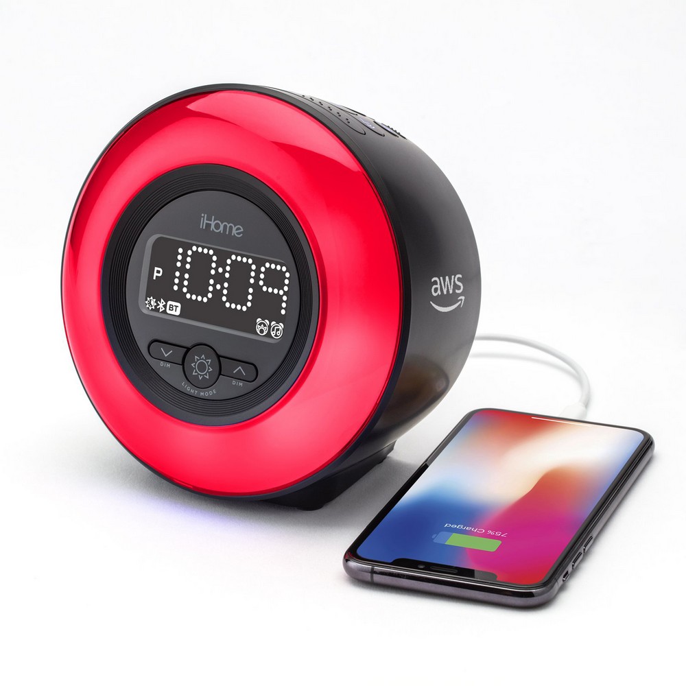 iHome Powerclock Glow Bluetooth Color Changing Alarm Clock IBT295B
