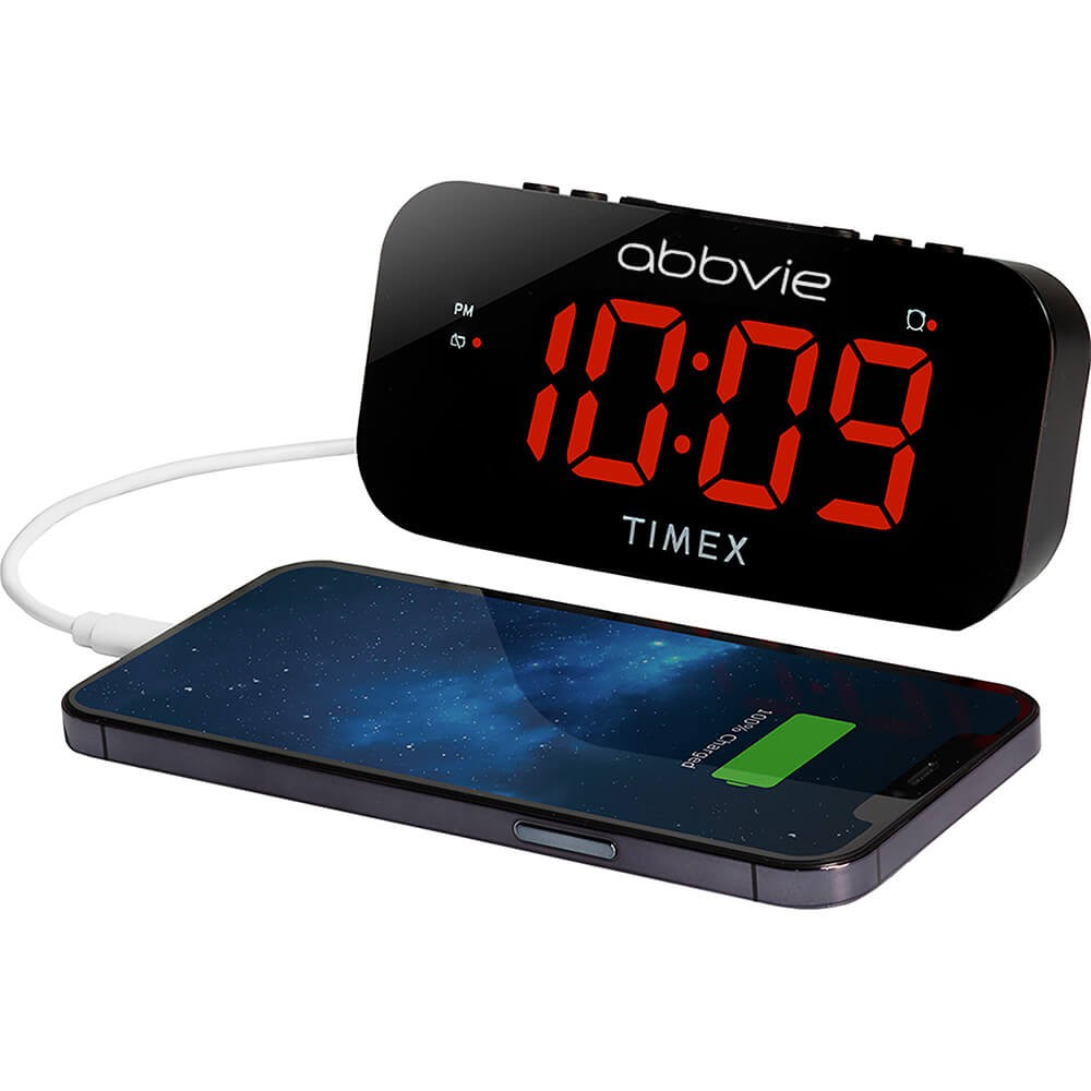 Timex Alarm Clock With Usb Charging - Black