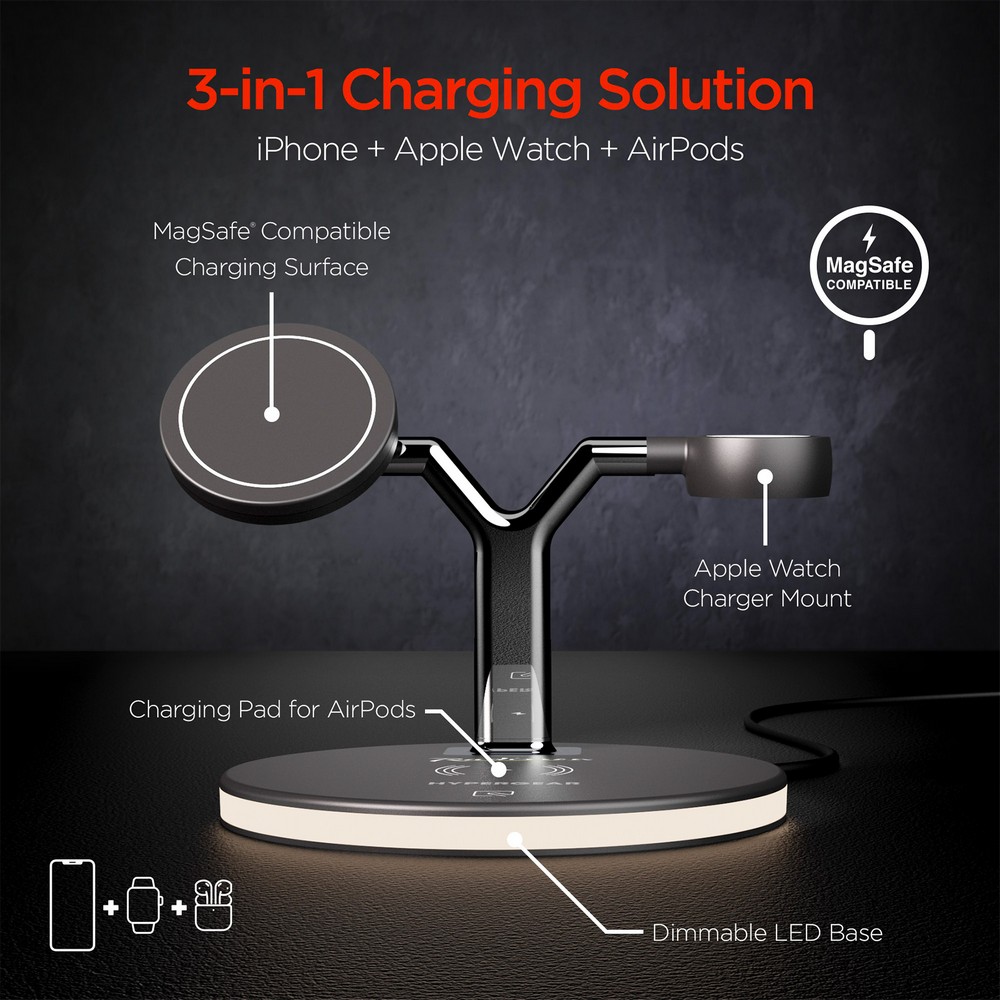 HyperGear MaxCharge 3-in-1 MagSafe Wireless Charging Stand